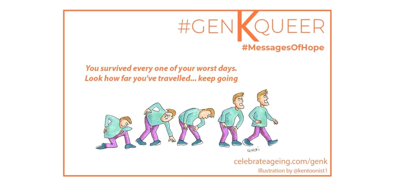Gen K graphic with text - You survived every one of your worst days. Look how far you've travelled... keep going