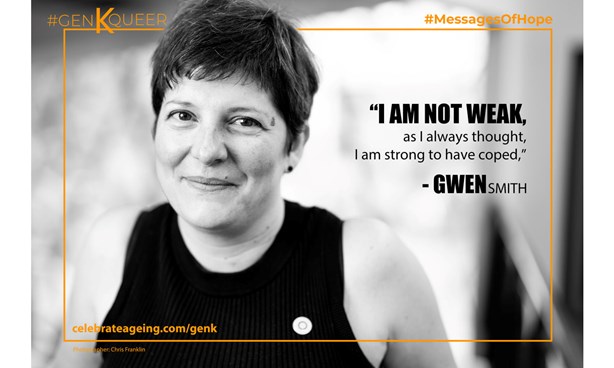 Photo of Gwen with their message - I am not weak ...