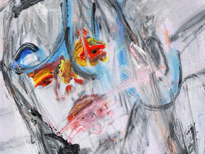 An abstract painting of a human head