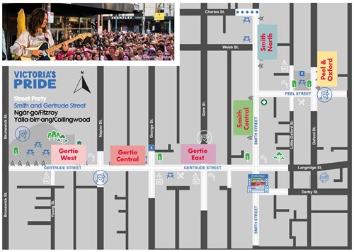 Victoria's Pride 2025 map with STALL BLOCKS indicated