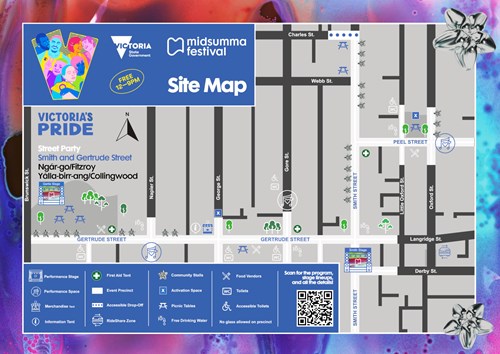 Map of the Victoria's Pride Street Party precinct