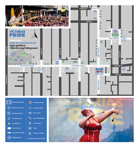 Map of the Victoria's Pride Street Party precinct